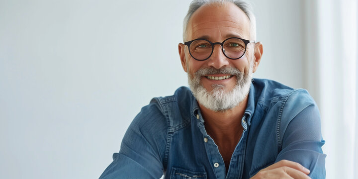 Portrait eines &auml;lteren Mannes in einer heller Wohnung