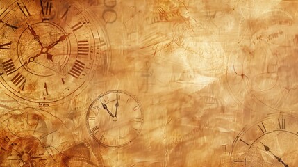 Naklejka premium Antique Clocks on Vintage Paper Background