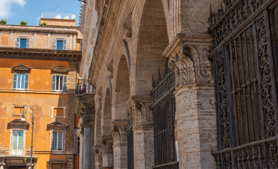 Landscape of Rome views, concept of vacation in Italy. Old part of city center. Ideas for journey.