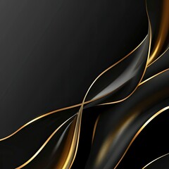 Contemporary black background with a smooth, flowing gold line