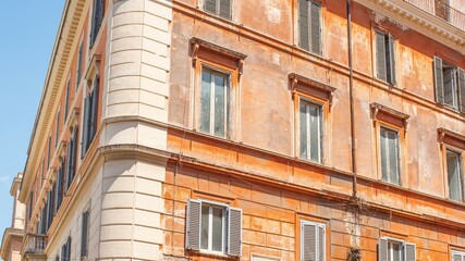 Obraz premium Landscape of Rome views, concept of vacation in Italy. Old part of city center. Ideas for journey.