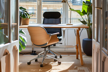 Sunlit Home Office with Modern Furniture