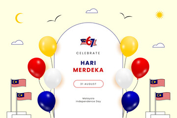 Malaysia Independence Day Minimalist Flat Design Template