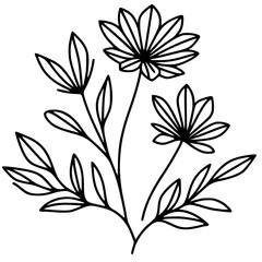 This is an illustration of flowers in a simple and modern line art style.