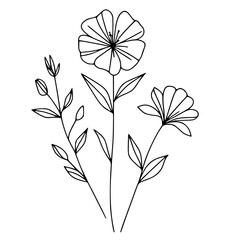 This is an illustration of flowers in a simple and modern line art style.