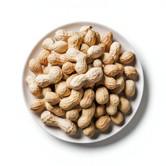 Obraz premium Plate of peanuts isolated on white background