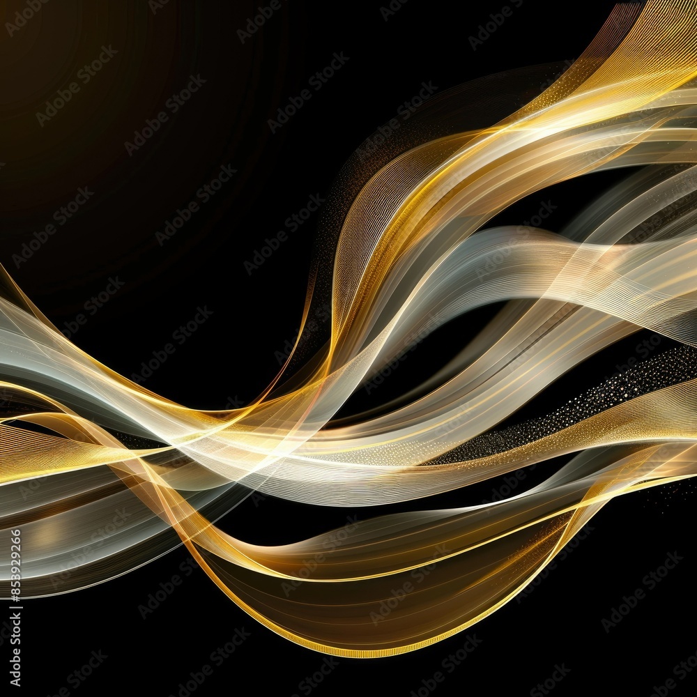 Poster stylish abstract background with flowing golden swirl lines