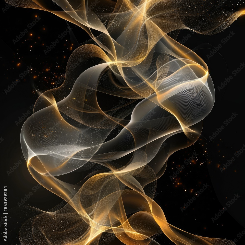 Poster stylish abstract background with flowing golden swirl lines