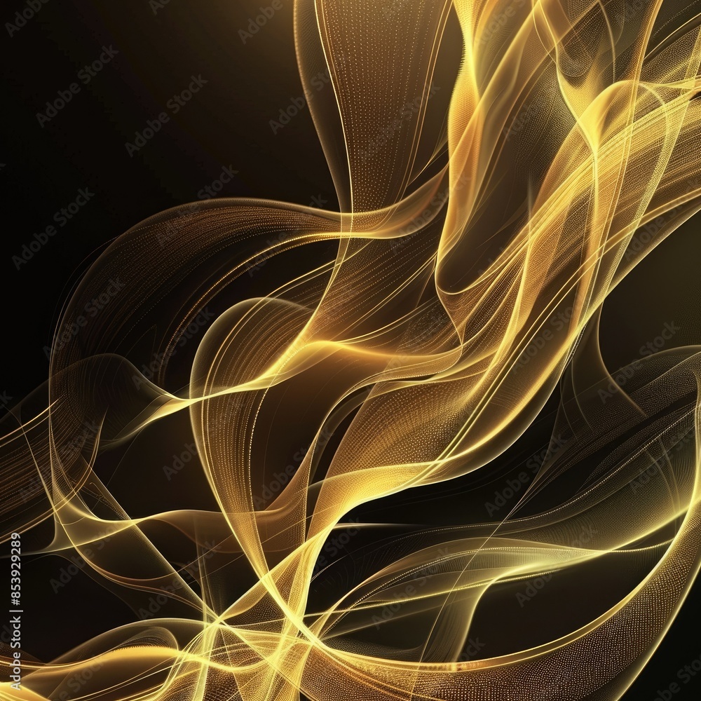 Poster stylish abstract background with flowing golden swirl lines