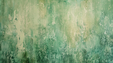Obraz premium Rustic Textured Wall with Tropical Paradise Color Washing Technique. Aged effect. Palette of turquoise and lush green, and blue, with subtle variations in hue and tonality. High-resolution.
