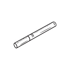 The whole cigarette isolated on white background. Hand drawn vector sketch illustration in doodle engraved line art vintage style. Concept of smoking, bad habit, nicotine addiction, cancer.