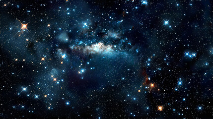 Naklejka premium Photorealistic image of a night sky filled with stars sharp and clear details deep black sky varying star intensities tranquil and captivating night 