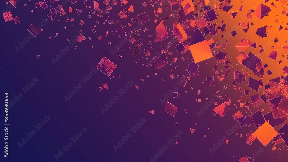 Aufkleber abstract orange and purple geometric shapes on a gradient background. digital artwork of geometry sh
