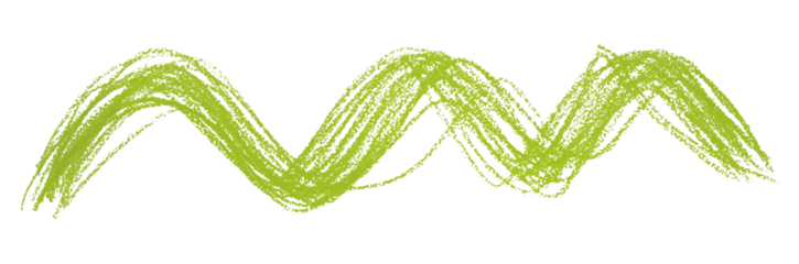 Green pencil strokes isolated on transparent background.