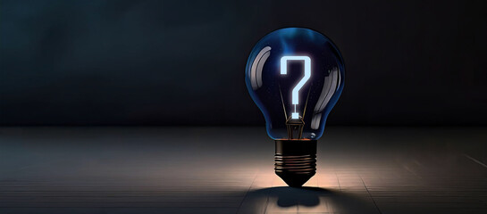 Question mark with bulb concept, concept for assessments, test, exam, quiz, puzzle, knowledge checks backgrounds, concept of help, concept of solution.