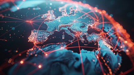 A digital globe with global network connections