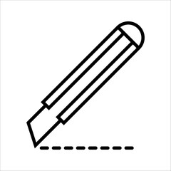 Cutter knife, stationery knife icon in trendy outline style design. Vector graphic illustration. Cutter icon for website design.