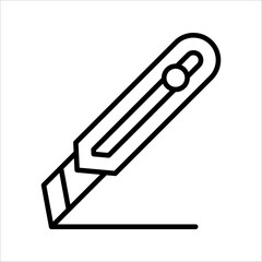 Cutter knife, stationery knife icon in trendy outline style design. Vector graphic illustration. Cutter icon for website design.