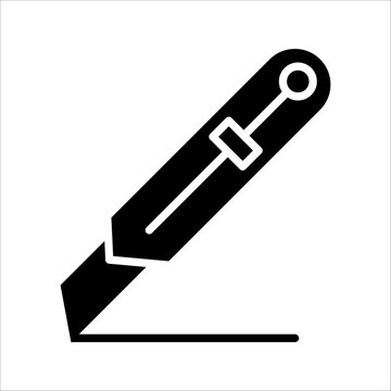 recommend clip art: Cutter knife, stationery knife icon in trendy outline style design. Vector graphic illustration. Cutter icon for website design.