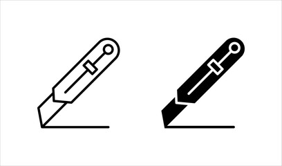 Cutter knife, stationery knife icon set, in trendy outline style design, Vector graphic illustration, Cutter icon for website design.
