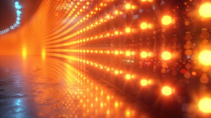 Obraz premium Vibrant tunnel with glowing orange lights