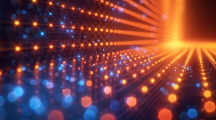 Fototapeta premium Blue and red glowing dots digital background