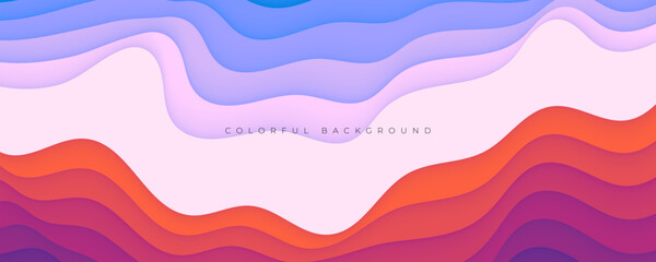 Colorful abstract wavy papercut layers background gradient shape design vector