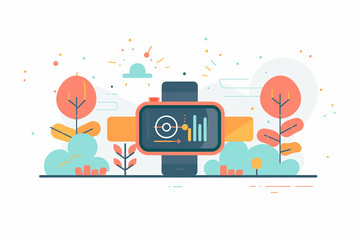 Obraz premium Smartwatch with outdoor scene with leaves