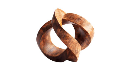 Wooden Interlocking Ring Sculpture,cutout on transparent backgrounds.