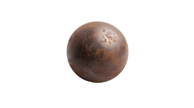 "Rusty Metal Ball Isolated on White Background,cutout on transparent backgrounds.