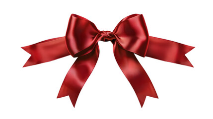 Fototapeta premium Red Ribbon with Bow Isolated on White Background,cutout on transparent backgrounds.