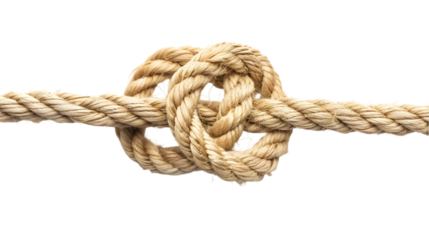 Thick Rope Tied in a Knot,cutout on transparent backgrounds.