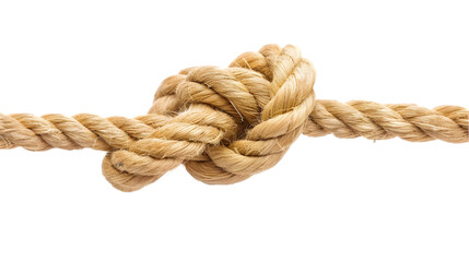Thick Rope Tied in a Knot,cutout on transparent backgrounds.