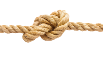 Thick Rope Tied in a Knot,cutout on transparent backgrounds.