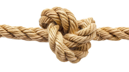 Thick Rope Tied in a Knot,cutout on transparent backgrounds.