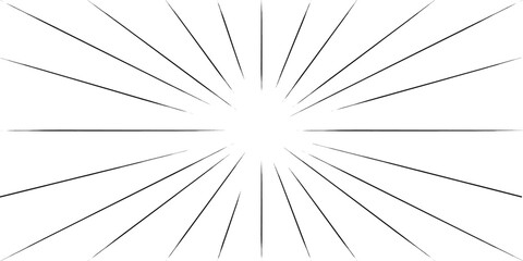 Obraz premium Abstract comic book radial flash explosion lines isolated. Superhero vector illustration design. Bright black light strip burst background. Flash ray blast glow. Manga anime speed lines frame.