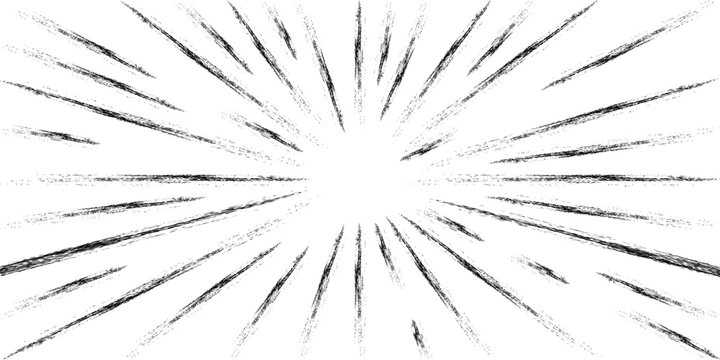 Abstract comic book radial flash explosion lines isolated. Superhero vector illustration design. Bright black light strip burst background. Flash ray blast glow. Manga anime speed lines frame.