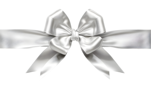 Silver Ribbon Bow,cutout on transparent backgrounds.