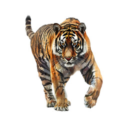 Fototapeta premium Walking Tiger,cutout on transparent backgrounds.