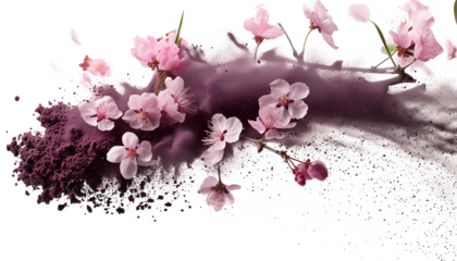 pink dust flyng isolated on transparent