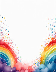 Obraz premium Abstract Rainbow Watercolor Border Painting, Page Frame Trim, Graphic Resource