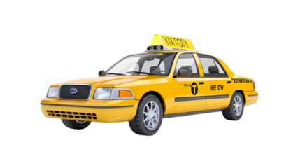 yellow taxi,cutout on transparent backgrounds.