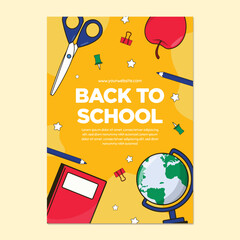 Naklejka premium Flat back to school vertical poster template back to school poster