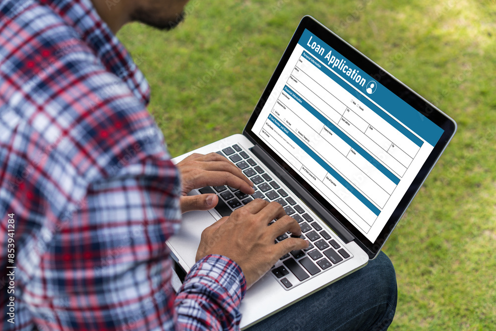 Poster online loan application form for modish digital information collection on the internet network