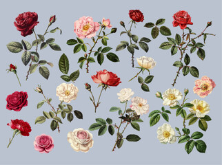 Beautiful rose in illustration style