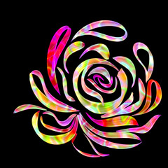 Radiant rainbow mandala design featuring neon floral ornaments.