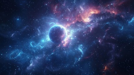 abstraction of solar system galaxy, star and planet.