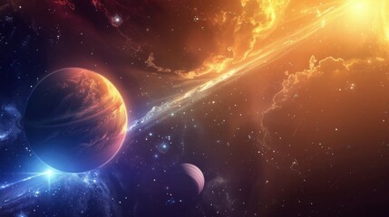 Obraz premium abstraction of solar system galaxy, star and planet.