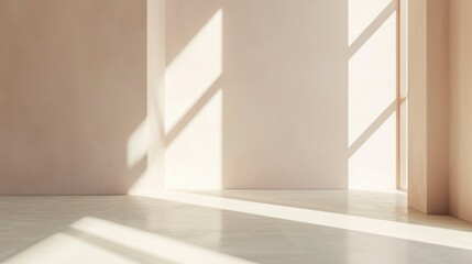 Empty room with shadow patterns on walls.