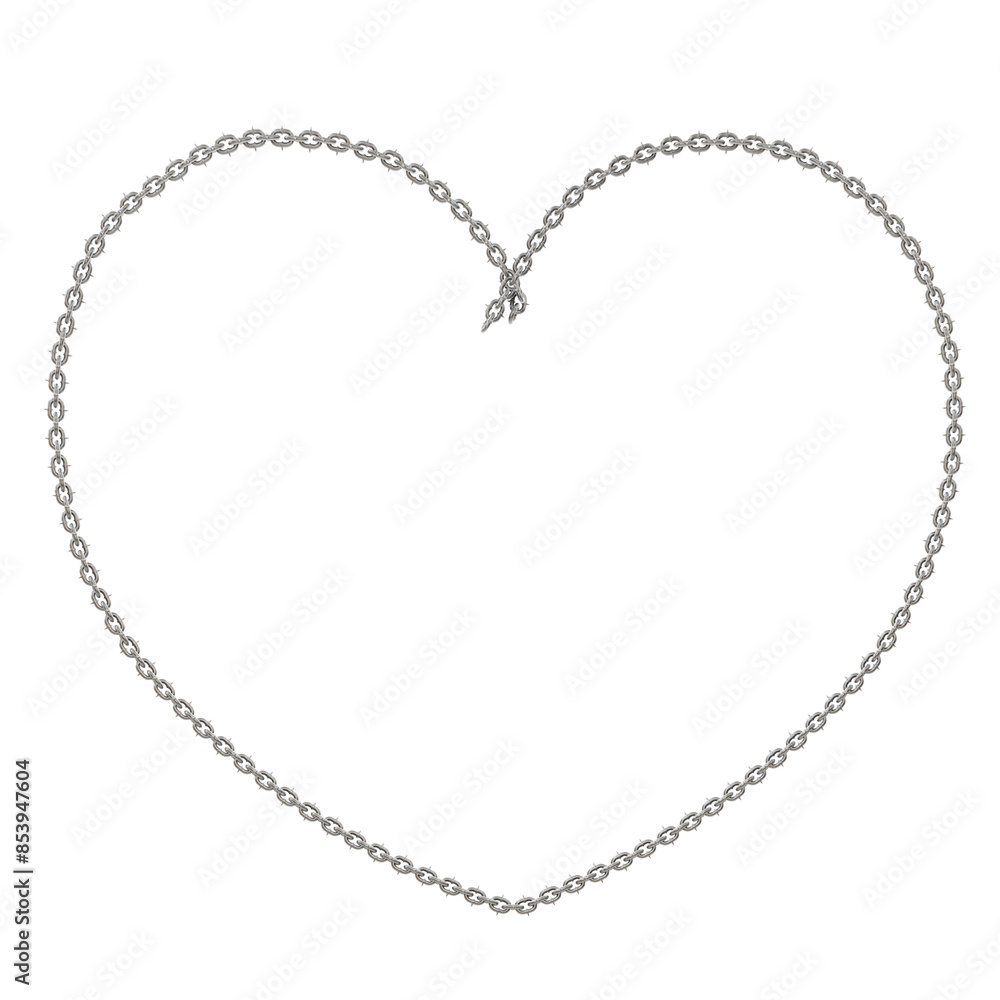Poster 3D design asset features a captivating creation: a heart intricately woven from sharp-tipped chains (transparent PNG format).